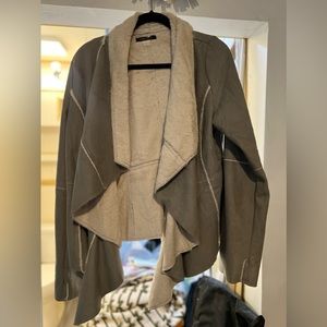 faux fur shearling coat by VENUS. Front drape style or overlap